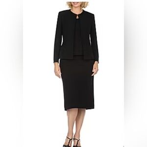 Giovanna Signature Round Neck Clean Lines 3-Piece Skirt Suit